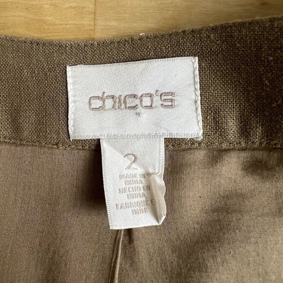 Chico's Linen Blend Jacket Beaded Embroidered Lined Boho 3/4 Sleeve Tan‎ Size 2 - Picture 8 of 12